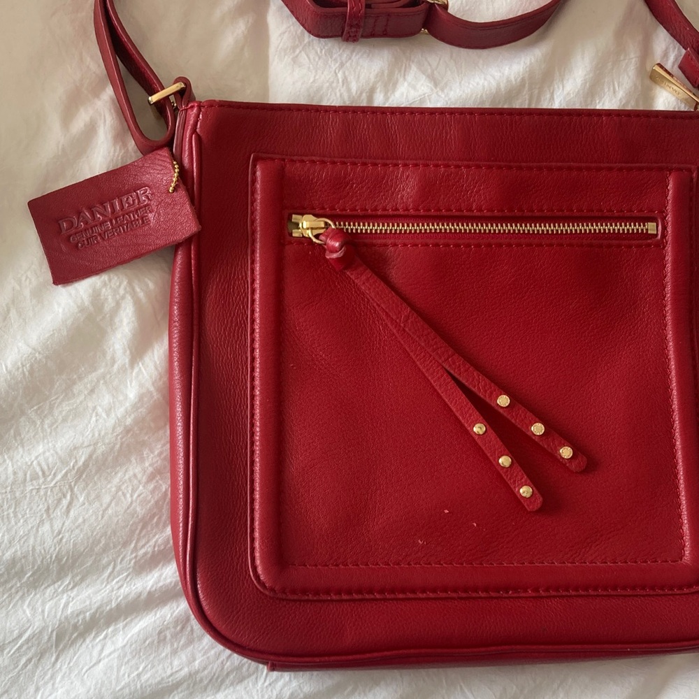 Danier Red Leather Crossbody Bag